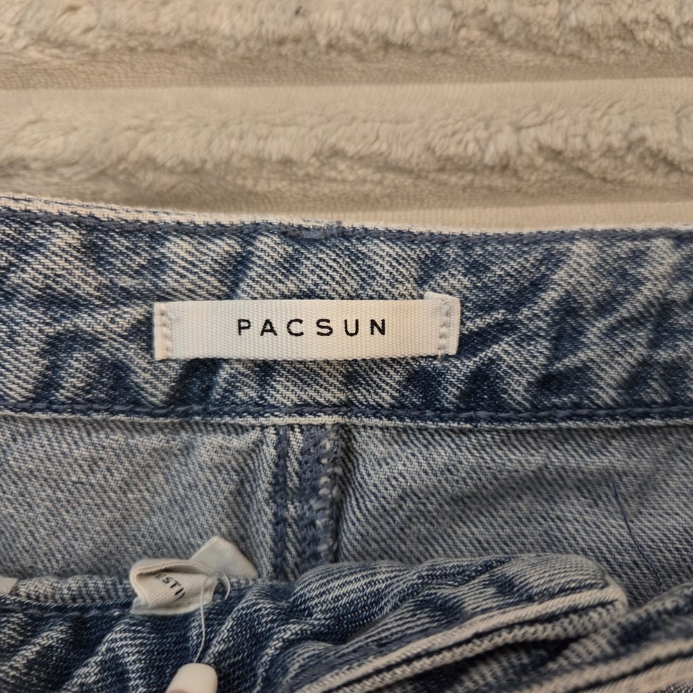PacSun High Rise Distressed Denim Shorts Size 27 Light Wash Frayed Cutoff - Picture 2 of 10